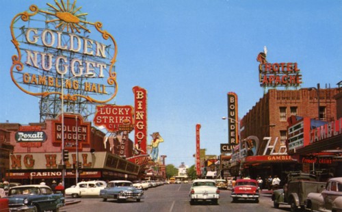 Fremont Street from Second Street, Las Vegas, Nevada, USA, 1956. Artist: Unknown
