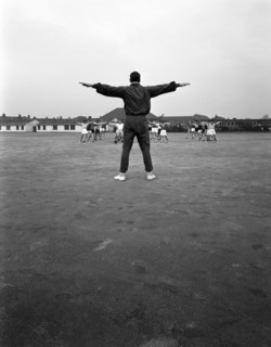 Games master taking a gym class, Airedale school, Castleford, West Yorkshire, 1962. Artist: Michael Walters