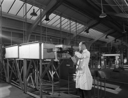 Tungsten carbide furnace being loaded, Edgar Allen Steel Co, Sheffield, South Yorkshire, 1962. Artist: Michael Walters