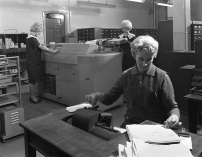 Hollerith data machine in an office at the Edgar Allen Steel Co, Sheffield, South Yorkshire, 1963. Artist: Michael Walters