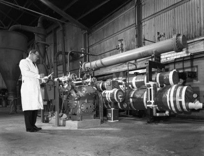 Industrial refrigeration plant after installation at a foundry, Sheffield, South Yorkshire, 1963.  Artist: Michael Walters