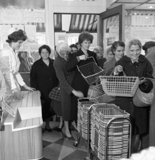 Opening of Brough's supermarket, Thurnscoe, South Yorkshire, 1963.  Artist: Michael Walters