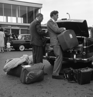 Austin Westminster and DAF 750 at the port of Rotterdam, Netherlands, 1963. Artist: Michael Walters