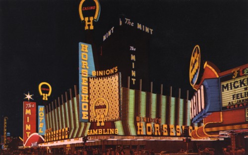 Fremont Street at night, Las Vegas, Nevada, USA, 1968. Artist: Unknown
