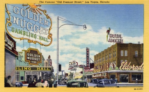 'The Famous Old Fremont Street, Las Vegas, Nevada', postcard, 1948. Artist: Unknown