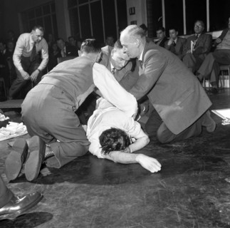 First aid competition, Mexborough, South Yorkshire, 1961. Artist: Michael Walters