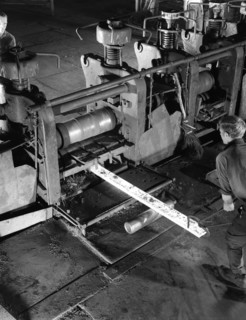 Rolling steel, J Beardshaw & Sons, Sheffield, South Yorkshire, 1963. Artist: Michael Walters