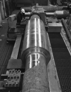 Toolholder turning a giant roller, Edgar Allens, Sheffield, 1964.  Artist: Michael Walters