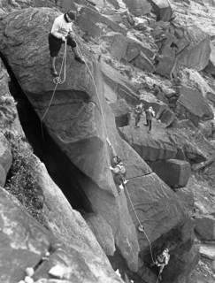 Climbers on Stanage Edge, Hathersage, Derbyshire, 1964.  Artist: Michael Walters