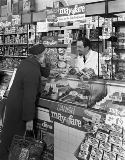 Danish Bacon May Fare shop display, Wath upon Dearne, South Yorkshire, 1964. Artist: Michael Walters