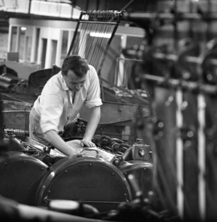 Setting up a Meihle two colour flat bed printer press, Mexborough, South Yorkshire, 1968.  Artist: Michael Walters