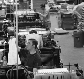 Checking print, the White Rose Press, Mexborough, South Yorkshire, 1968. Artist: Michael Walters