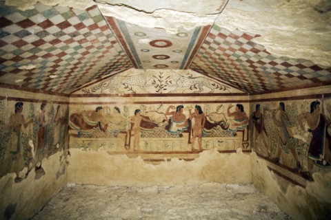 An Etruscan Tomb of the Leopards, Tarquinia, Italy. Artist: Samuel Magal