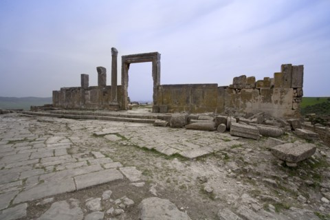 A temple in Dougga (Thugga), Tunisia. Artist: Samuel Magal