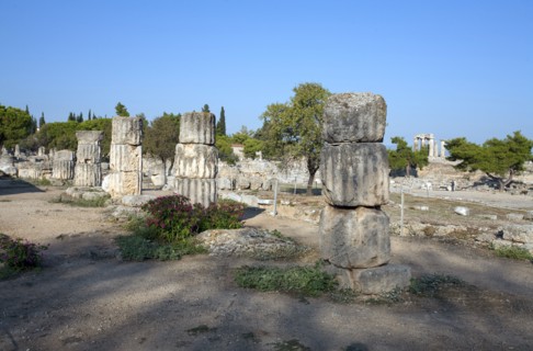 Shops in central Corinth, Greece. Artist: Samuel Magal