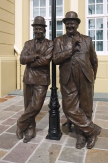 Laurel and Hardy statue, Coronation Hall, Ulverston, Cumbria, 2009.