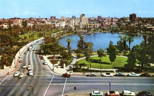 MacArthur Park, looking east, Los Angeles, California, USA, 1957. Artist: Unknown