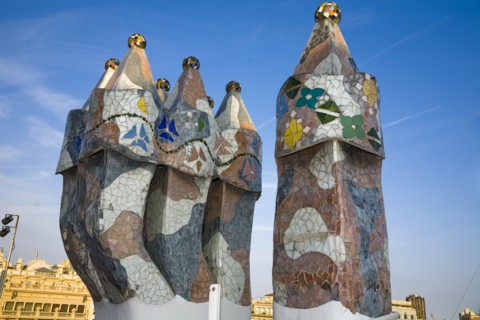 Chimneys of Battlo House, Barcelona, Spain, 2007. Artist: Samuel Magal