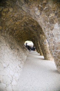 A porticoed stone pathway in Park Guell, Barcelona, Spain, 2007. Artist: Samuel Magal