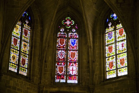 Stained glass windows in the Chapel of Santa Agata, Barcelona, Spain, 2007. Artist: Samuel Magal