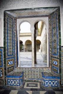 View to the patio through a mullioned window, House of Pilate, Seville, Andalusia, Spain, 2007. Artist: Samuel Magal