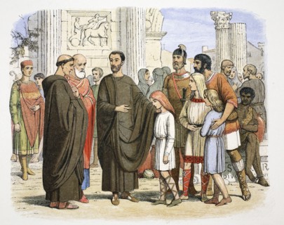 St Gregory the Great and the English slaves at Rome, 590 (1864).  Creator: James William Edmund Doyle.