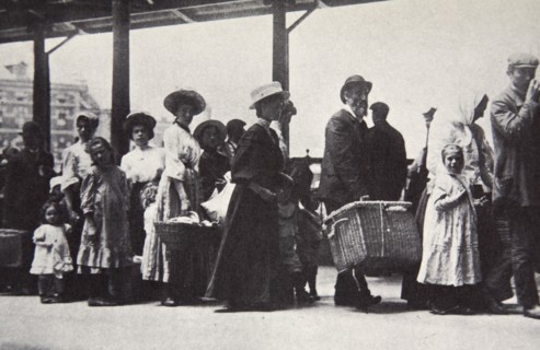 Immigrants arriving at Ellis Island, New York City, USA, c1905. Artist: Unknown