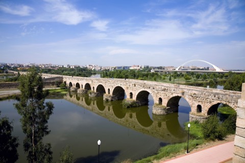 Roman Bridge over the Guadiana River, Merida, Spain, 2007. Artist: Samuel Magal