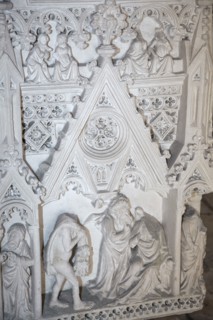Detail of dcoration on a sarcophagus, Monastery of Alcobaca, Alcobaca, Portugal, 2009. Artist: Samuel Magal