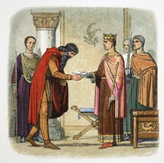 Henry II of England authorizes Dermot MacMorrough to levy forces, 1170 (1864). Artist: James William Edmund Doyle