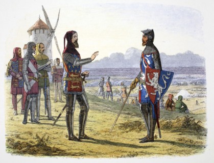King Edward III refuses succour to his son at the Battle of Crecy, France, 1346 (1864). Artist: James William Edmund Doyle