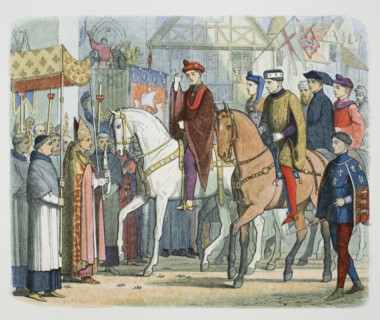 Charles VI of France and Henry V of England welcomed by the clergy, Paris, 1420 (1864). Artist: James William Edmund Doyle