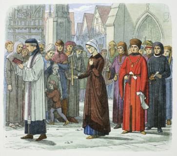 The Duchess of Gloucester does penance, 1441 (1864). Artist: James William Edmund Doyle