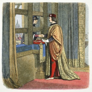 Meeting of Edward IV of England and Louis XI of France at Picquigny, France, 1475 (1864). Artist: James William Edmund Doyle