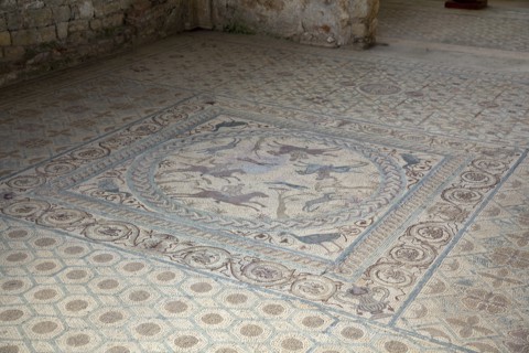 The hunting mosaic, Fountain House, Conimbriga, Portugal, 2009. Artist: Samuel Magal