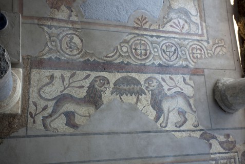A mosaic in the Roman Forum of Mertola, Portugal, 2009. Artist: Samuel Magal