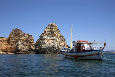 The cliffs at Praia de Dona Ana, Portugal, 2009. Artist: Samuel Magal