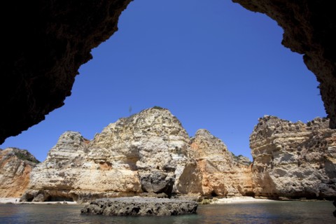 The cliffs at Praia de Dona Ana, Portugal, 2009. Artist: Samuel Magal
