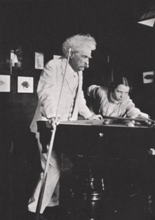 Mark Twain, American author, playing pool, c1900s(?). Artist: Unknown