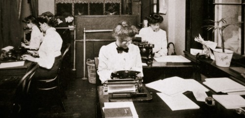 Women working in a typing pool, 1900. Artist: Unknown