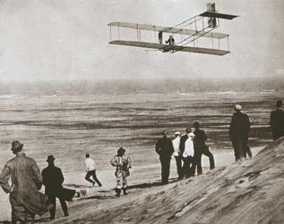 The Wright Brothers testing an early plane at Kitty Hawk, North Carolina, USA, c1903. Artist: Unknown