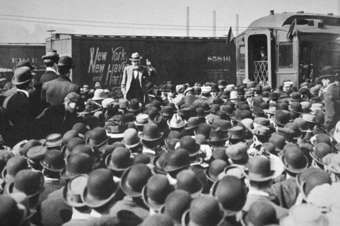Eugene Victor Debs, American Union leader, addressing a crowd, 20th century. Artist: Unknown