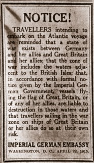 Notice to passengers planning to make transatlantic journeys, 1915. Artist: Unknown