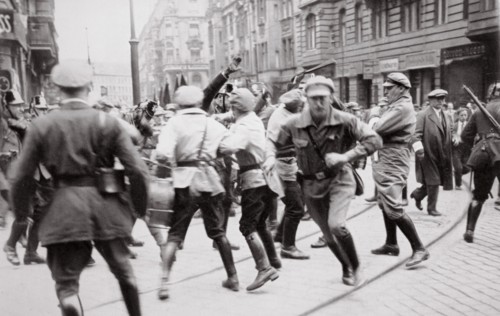 Men in Bolshevik uniform fighting police in the street, Germany, c1918-c1933(?) (1936). Artist: Unknown