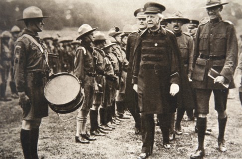 General Bramwell Booth inspecting boy scouts, London, 1925.  Artist: S and G