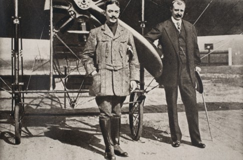 Adolphe Pégoud and Louis Bleriot, French aviators, Brooklands, Surrey, 1913.  Artist: S and G