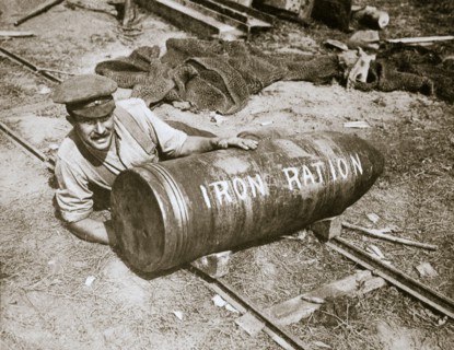 A huge shell, weighing 1400lb, Somme campaign, France, World War I, 1916. Artist: Unknown