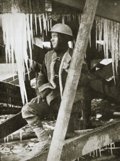 A wintry scene on the Western Front, the Somme, France, World War I, c1916. Artist: Unknown