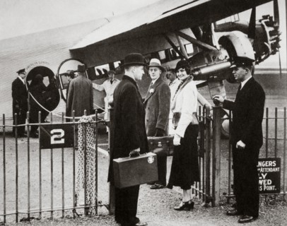 Ford Trimotor plane about to depart from an airfield, c1932. Artist: Unknown