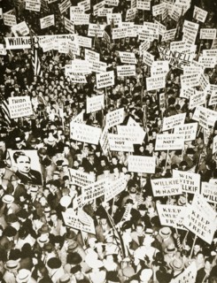 Republican supporters outside Buffalo Memorial Auditorium, New York, USA, 15 October 1940. Creator: Unknown.